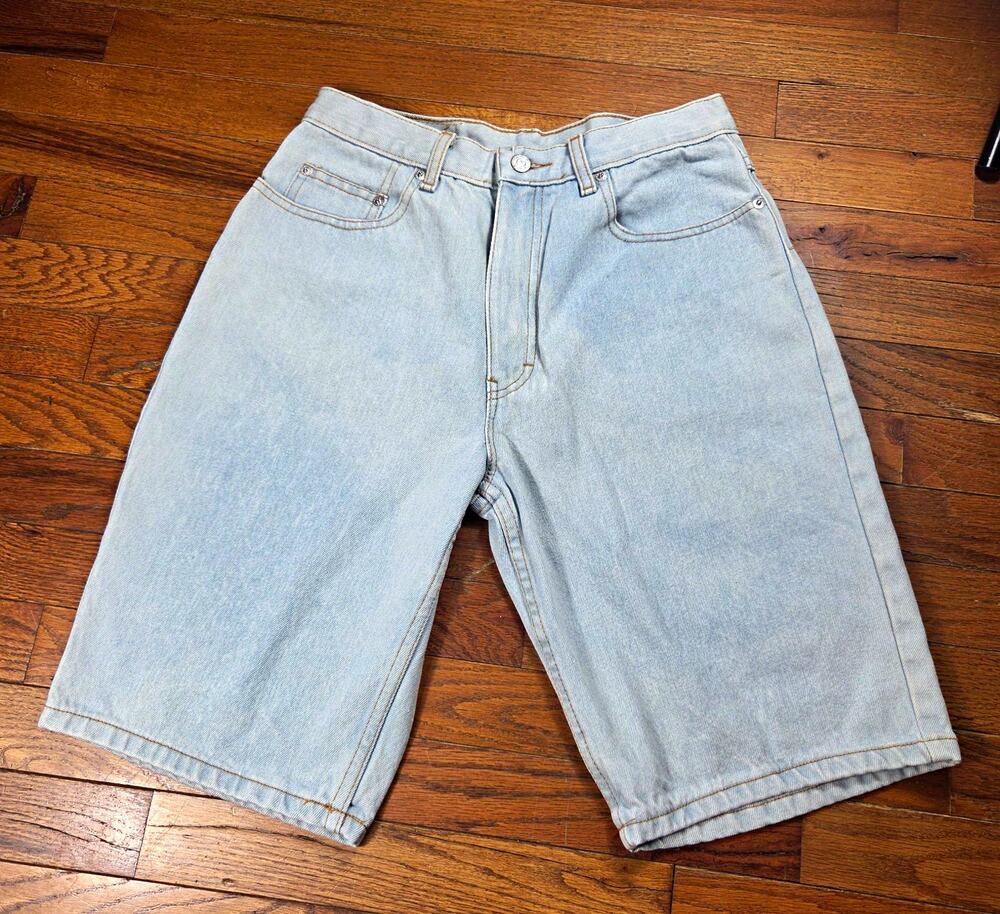 Jordache Basics Denim Shorts Womens 30 Light Wash Bermuda Jorts 100% Cotton